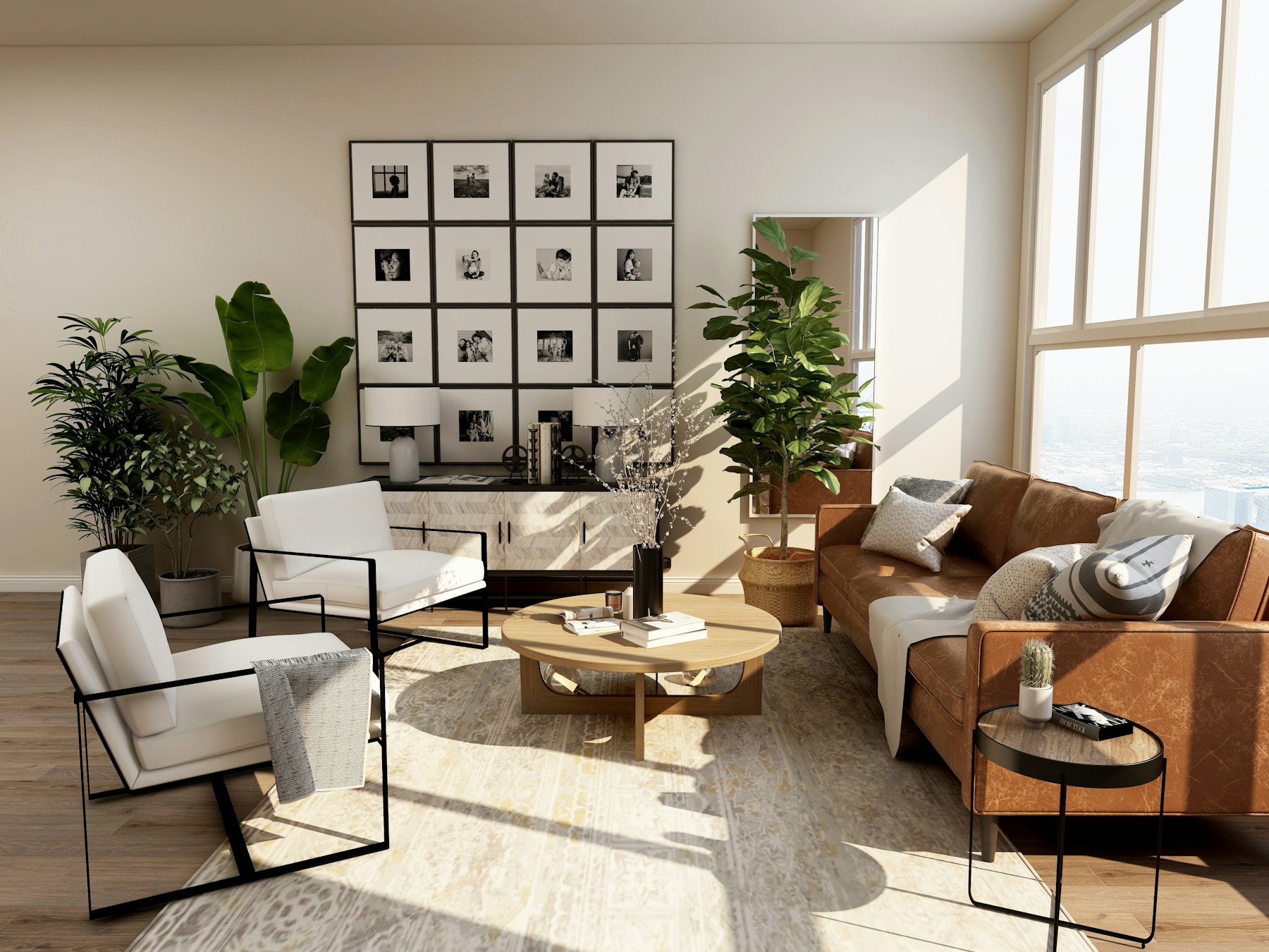 Sun-filled contemporary living room